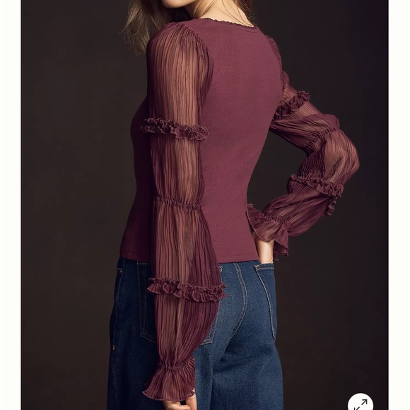 Anthropologie Long-Sleeve Victorian Ruffled Top small - Picture 3 of 8